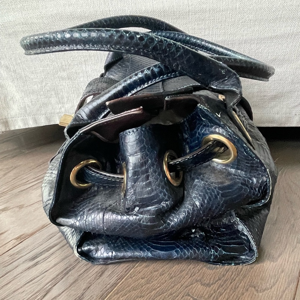 Jimmy Choo Navy Python Leather Handbag - image 2
